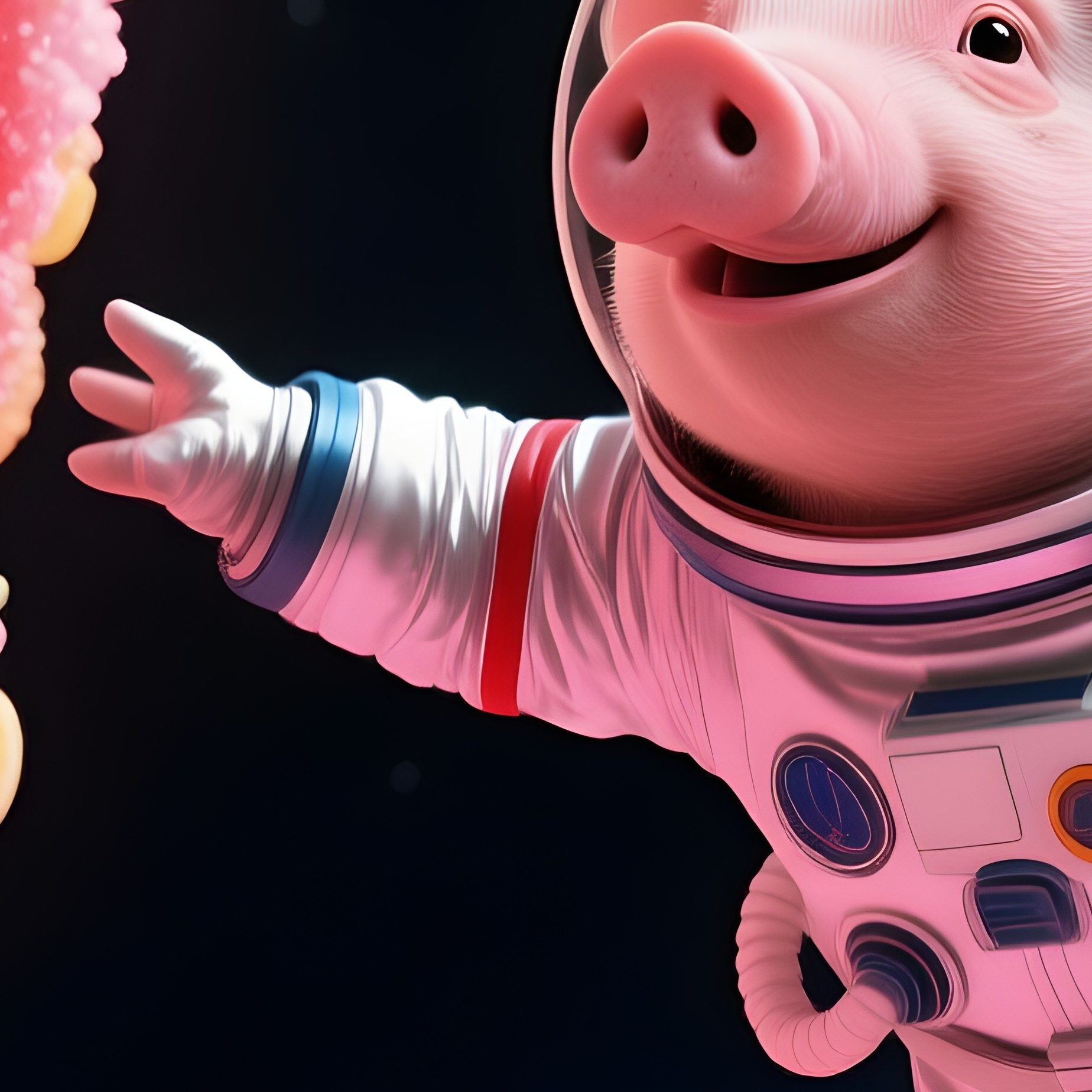 A Crazy Animal Image A Pig Astronaut Discovering A Candy Planet - Full Resolution Quality Preview