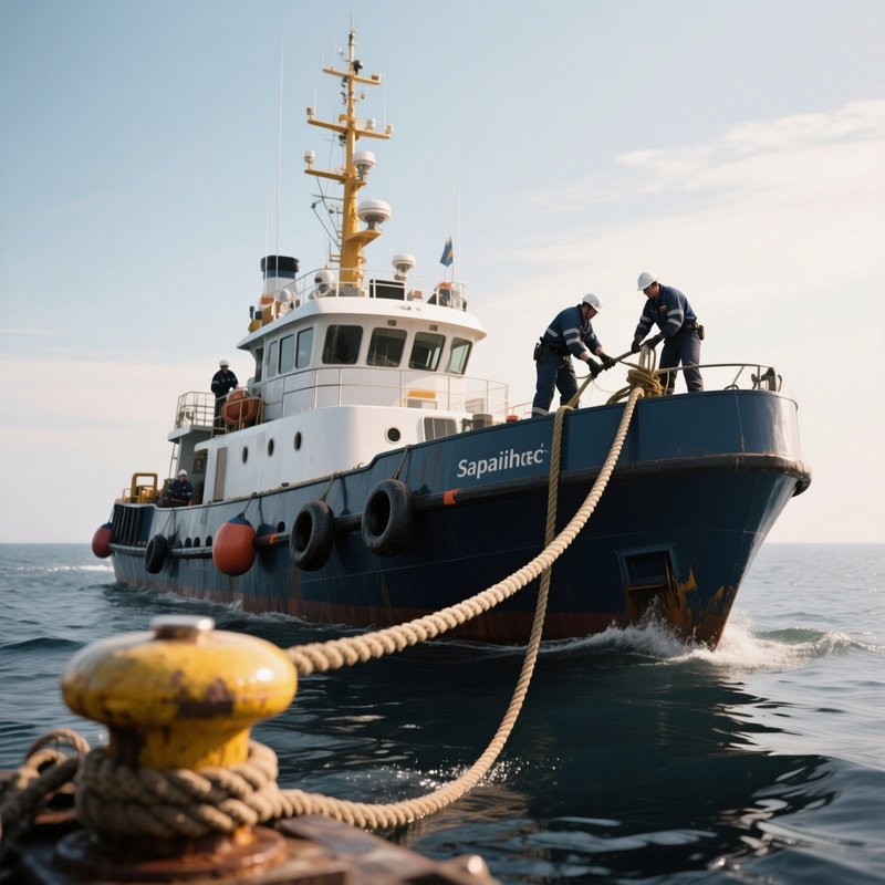 A Crew Boat Servicing Offshore Mooring Lines