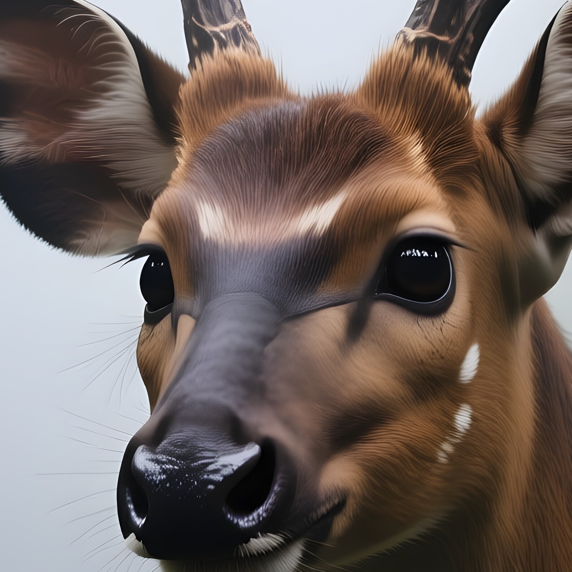 A Critically Endangered Saola Peering Through Misty Jungle Foliage. - Full Resolution Quality Preview