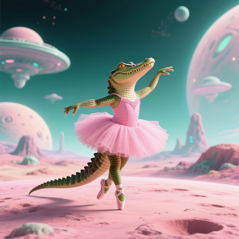 A Crocodile Doing Ballet In A Pink Tutu Science Fiction