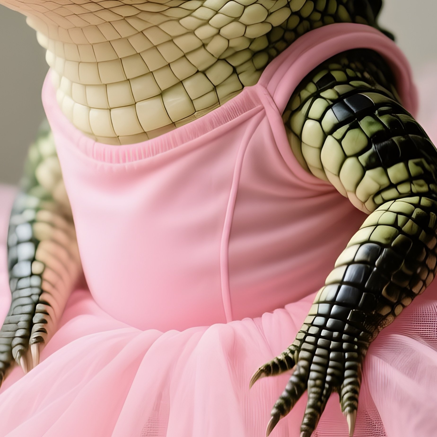 A Crocodile Doing Ballet In A Pink Tutu Still Life - Full Resolution Quality Preview