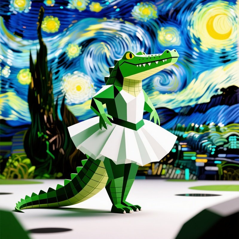 A Crocodile Wearing A Tutu Performing Ballet Abstract