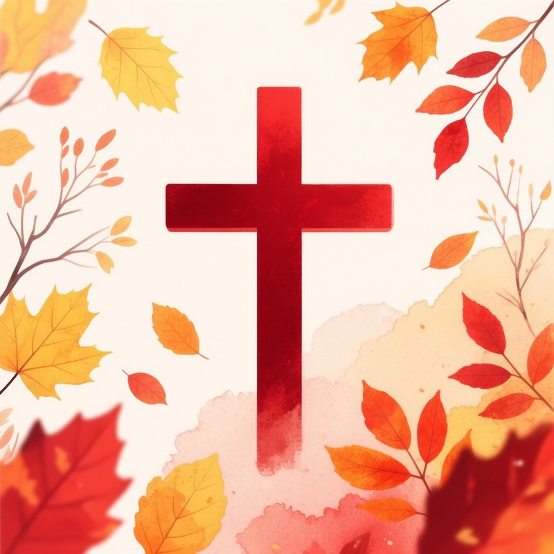 A Cross Surrounded By Autumn Leaves Cross Autumn
