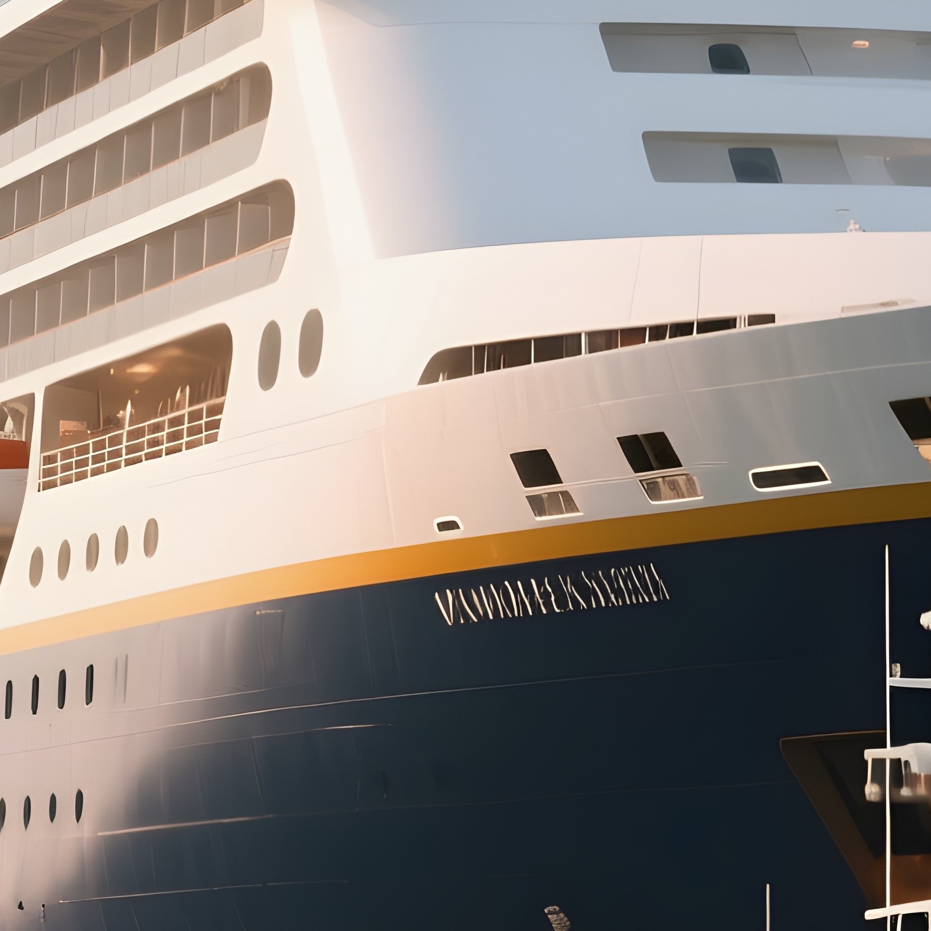 A Cruise Ship Anchored Offshore With Tender Boats Approaching - Full Resolution Quality Preview