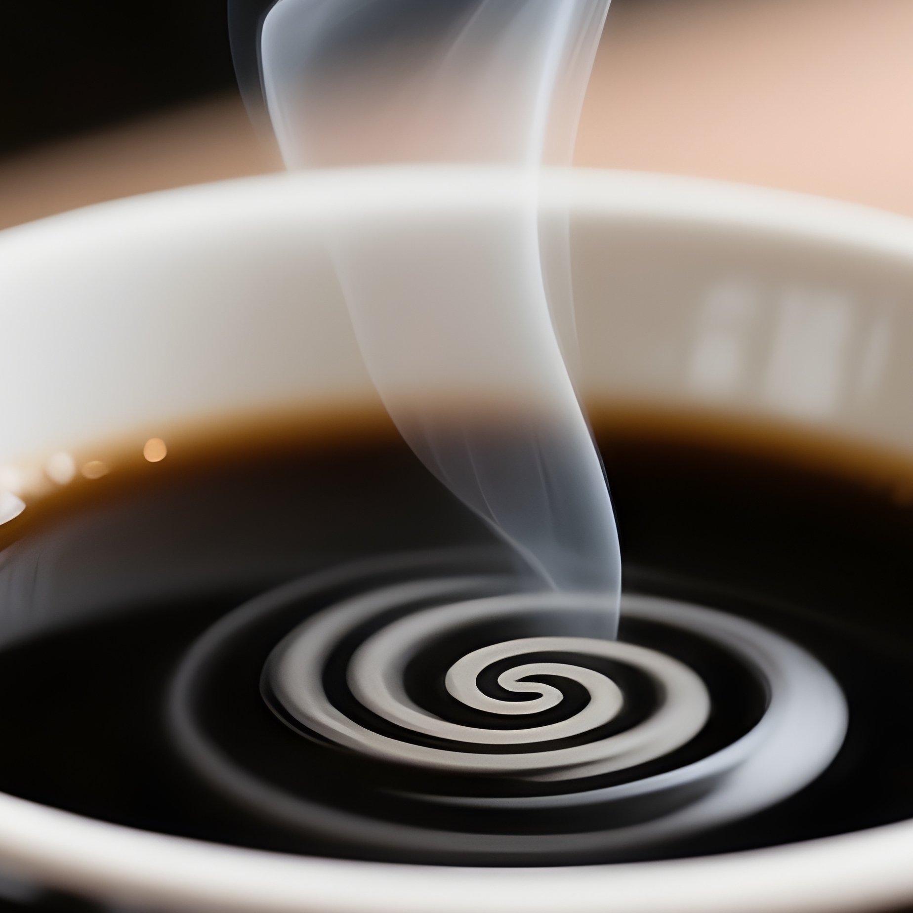 A Cup Of Black Coffee With Steam Rising In A Spiral Shape - Full Resolution Quality Preview