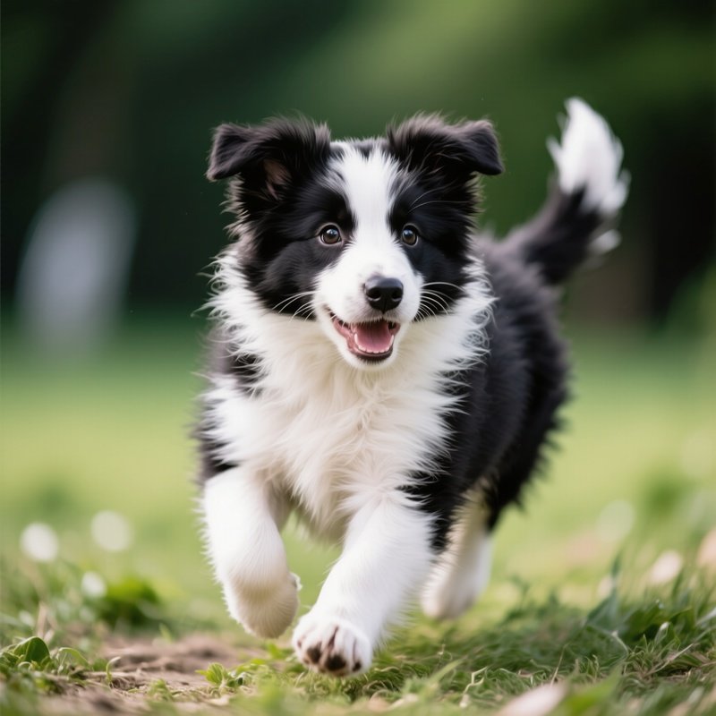 A Cute Border Collar Puppy Playing Outdoor