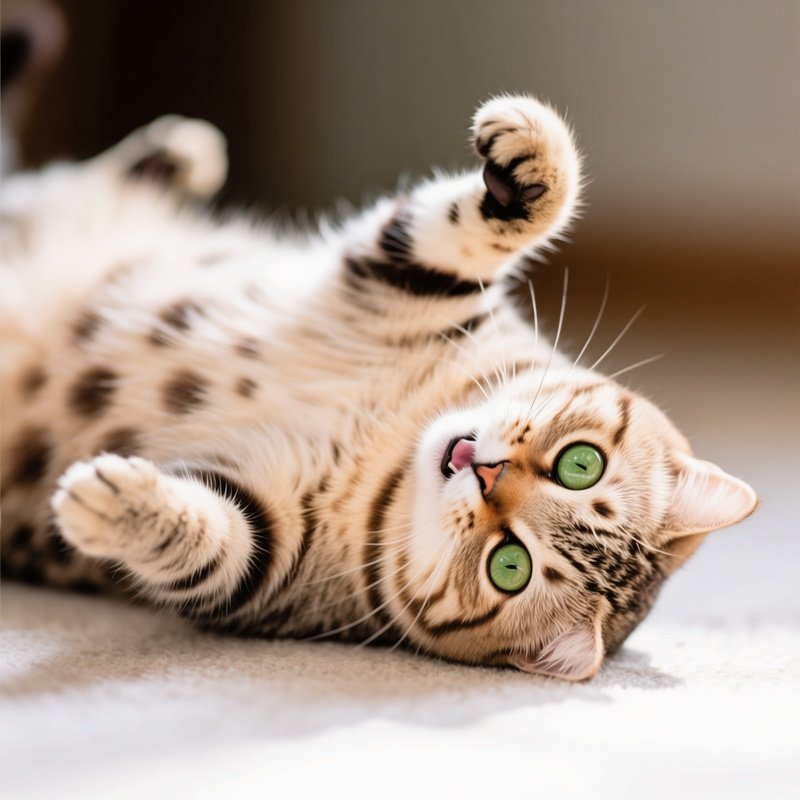 A Cute Exotic Shorthair Cat Playing On The Ground