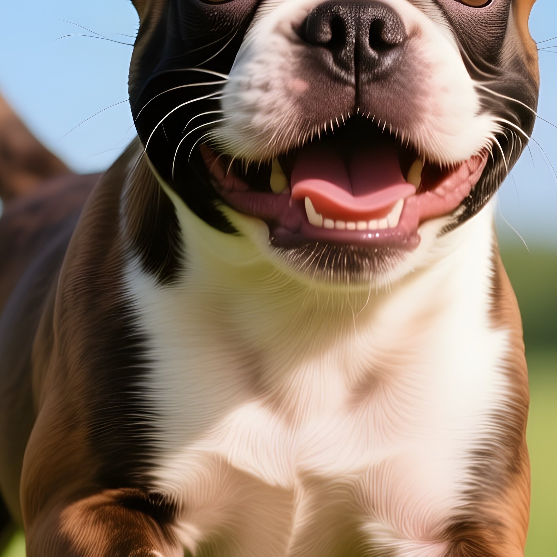A Cute Puppy Boston Terrier Playing Outside - Full Resolution Quality Preview