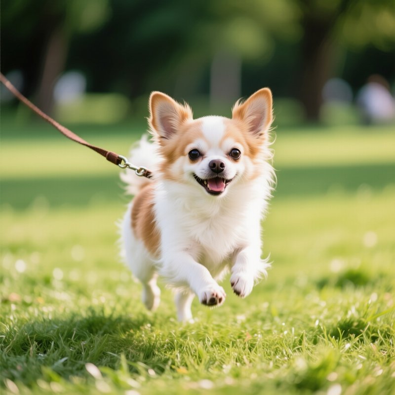 A Cute Puppy Chihuahua Playing Outdoors