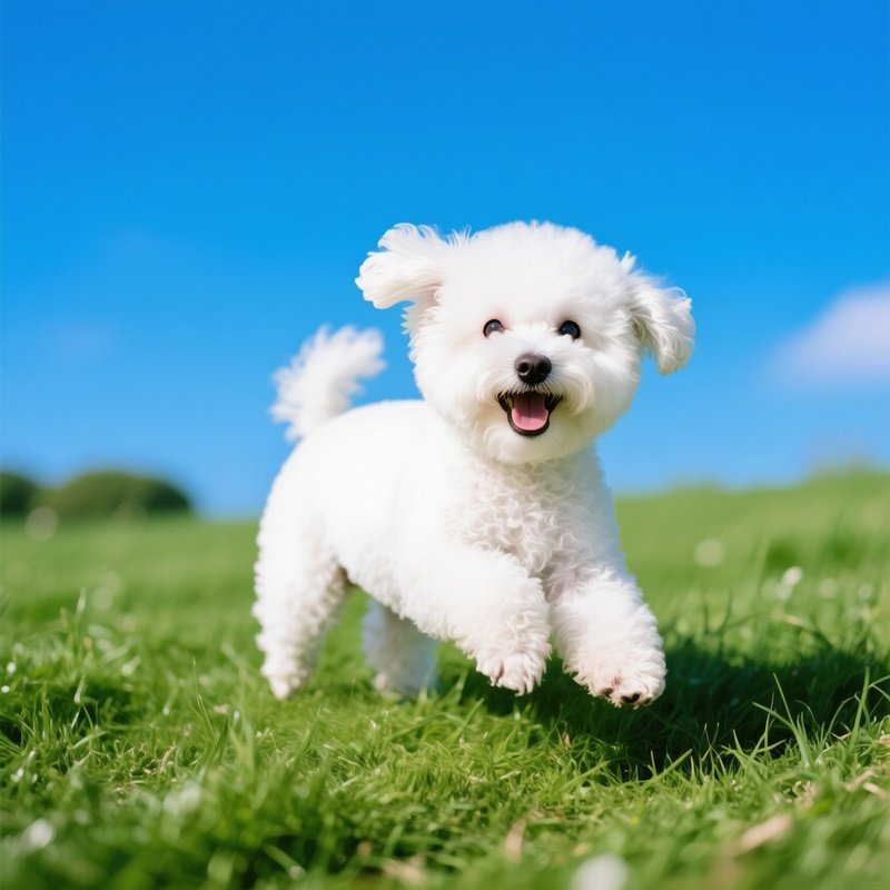 A Cute Puppy Of Bichon Frise Race Playing Outdoor