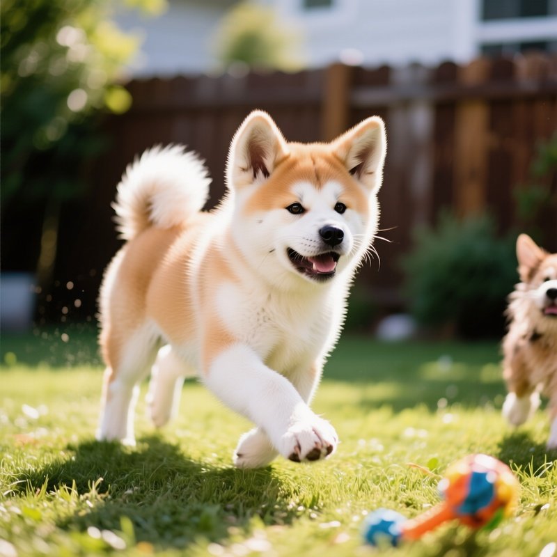 A Cute Puppy Playing Outside In A Yard