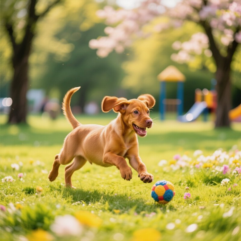 A Cute Puppy Vizsla Playing Outdoors
