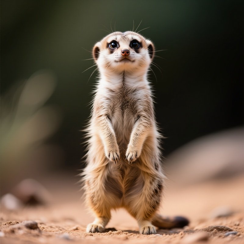 A Cute Ragamuffin Cat Standing On Hind Legs Like A Meerkat