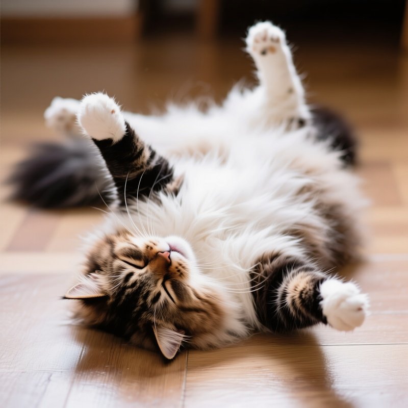 A Cute Siberian Cat Playing On The Floor
