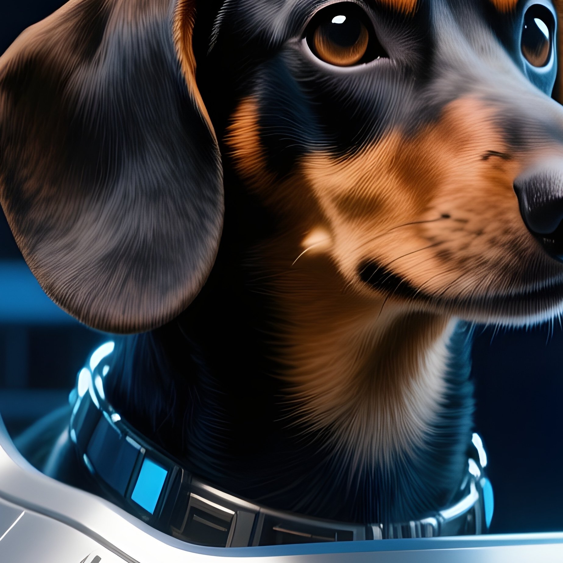 A Dachshund Peeking Out From Behind Someone Science Fiction - Full Resolution Quality Preview