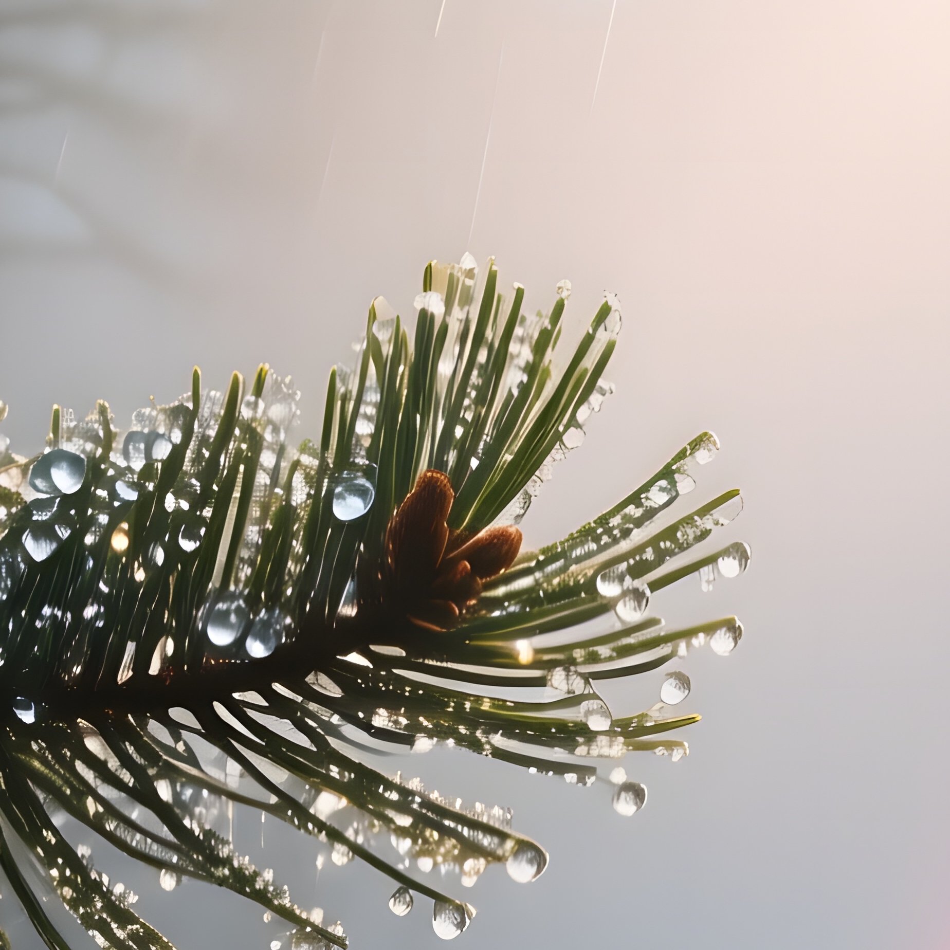 A Dawn Mist Rolling Through An Ancient Pine Forest, Each Needle Coated With Tiny Droplets That - Full Resolution Quality Preview