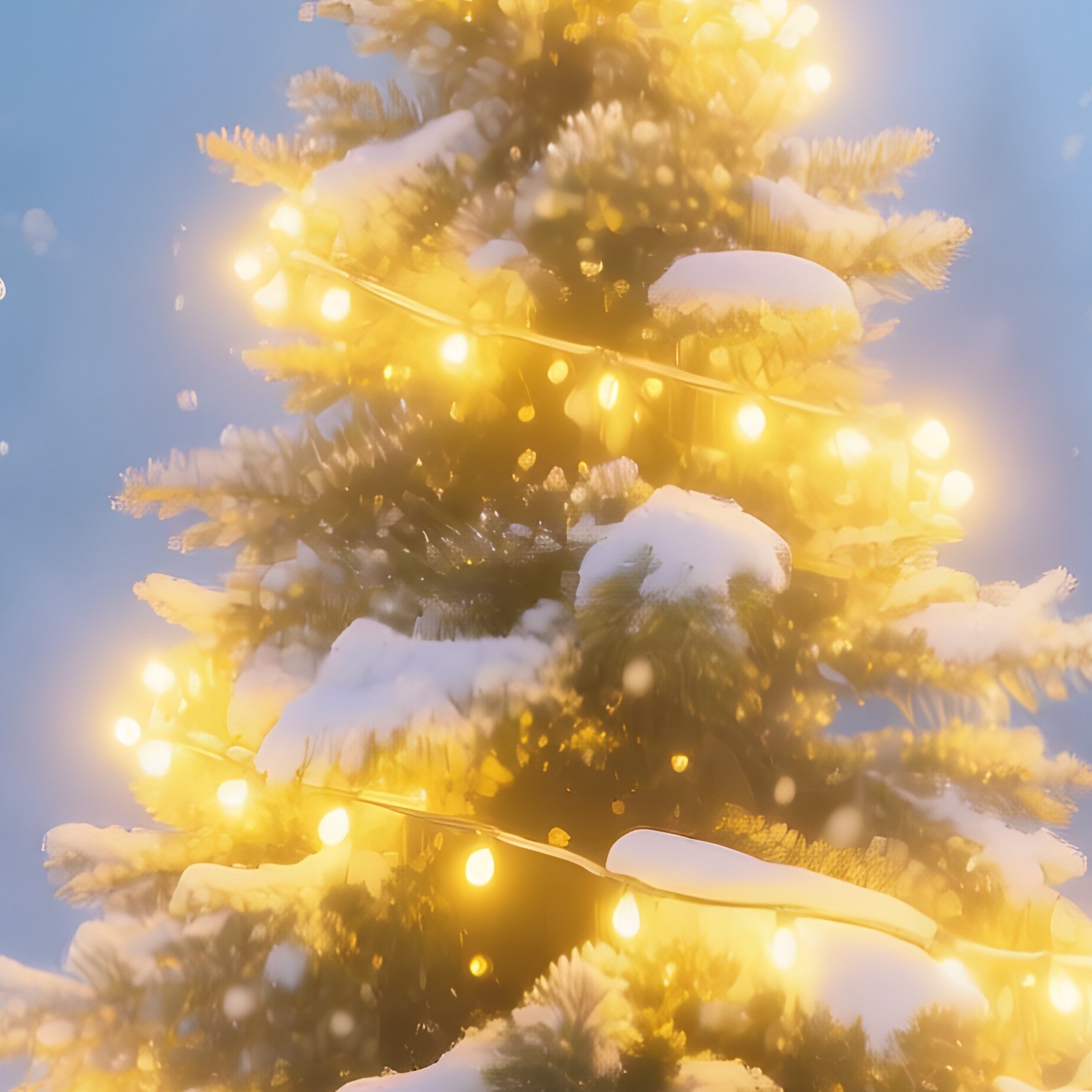 A Decorated Christmas Tree In A Snowy Landscape Christmas Winter - Full Resolution Quality Preview