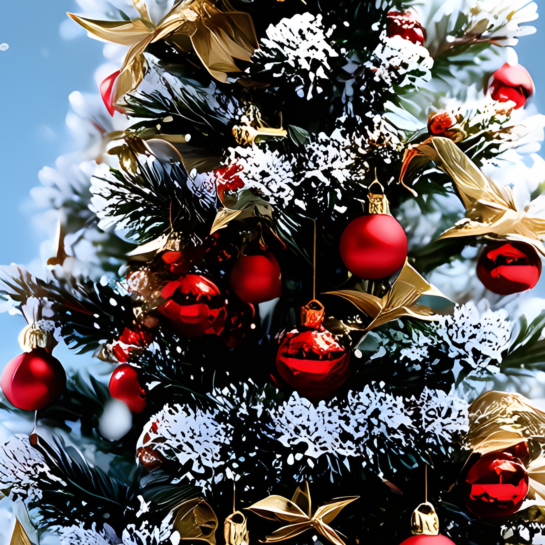 A Decorated Christmas Tree In A Snowy Landscape Christmas Winter - Full Resolution Quality Preview