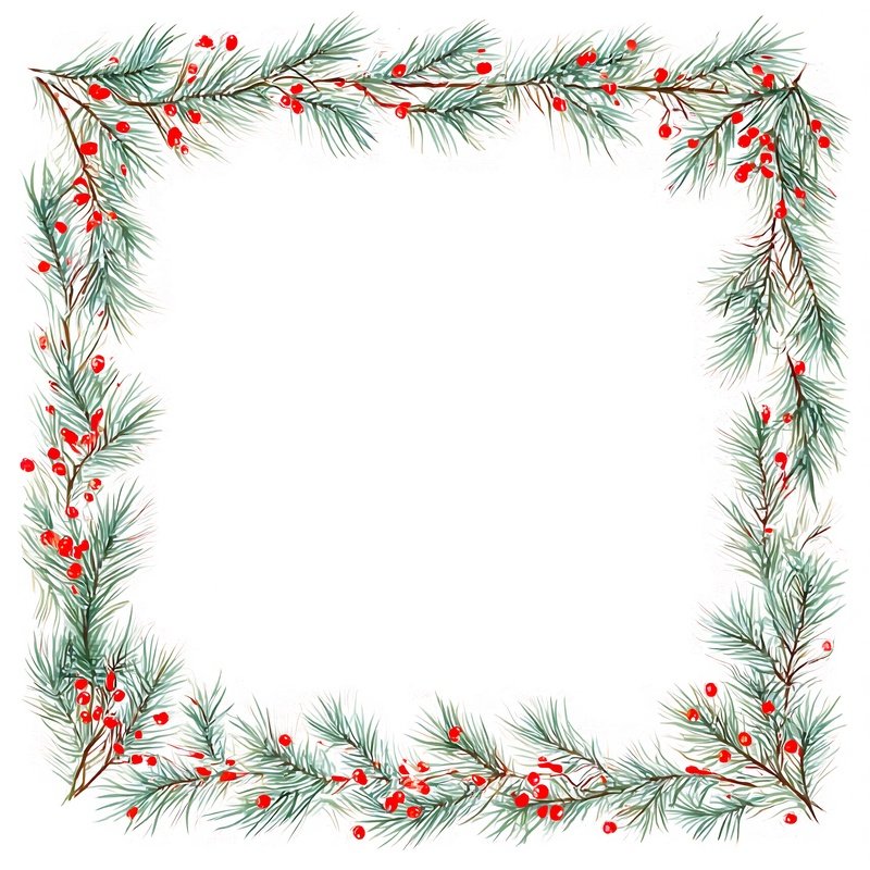 A Decorative Border Made Of Pine Branches And Berries Pine Berries