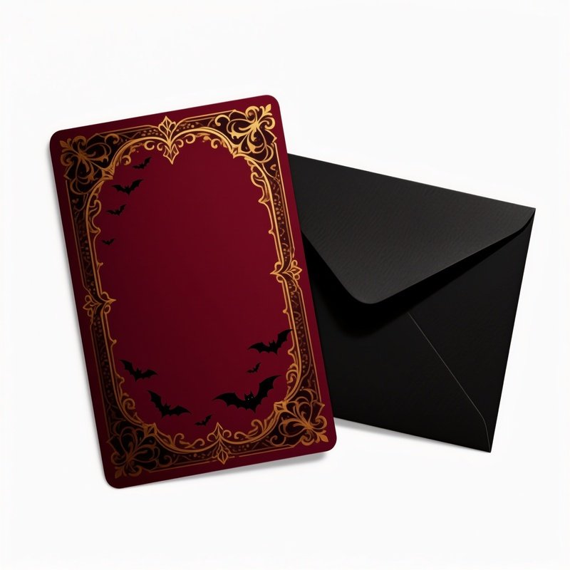A Decorative Card Paired With A Black Envelope Elegant Gothic