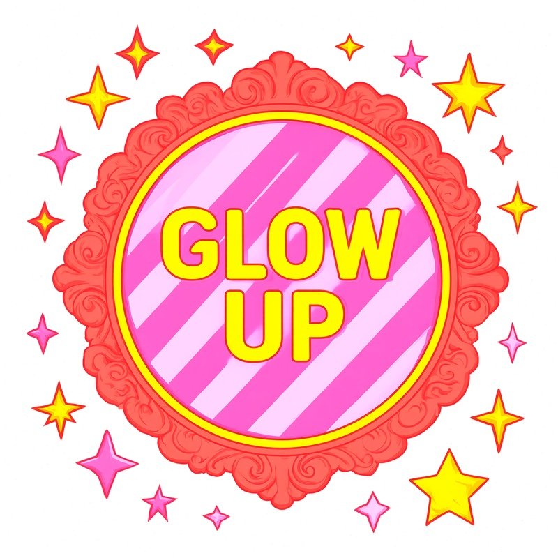 A Decorative Emblem With The Phrase Glow Up Motivation Inspiration