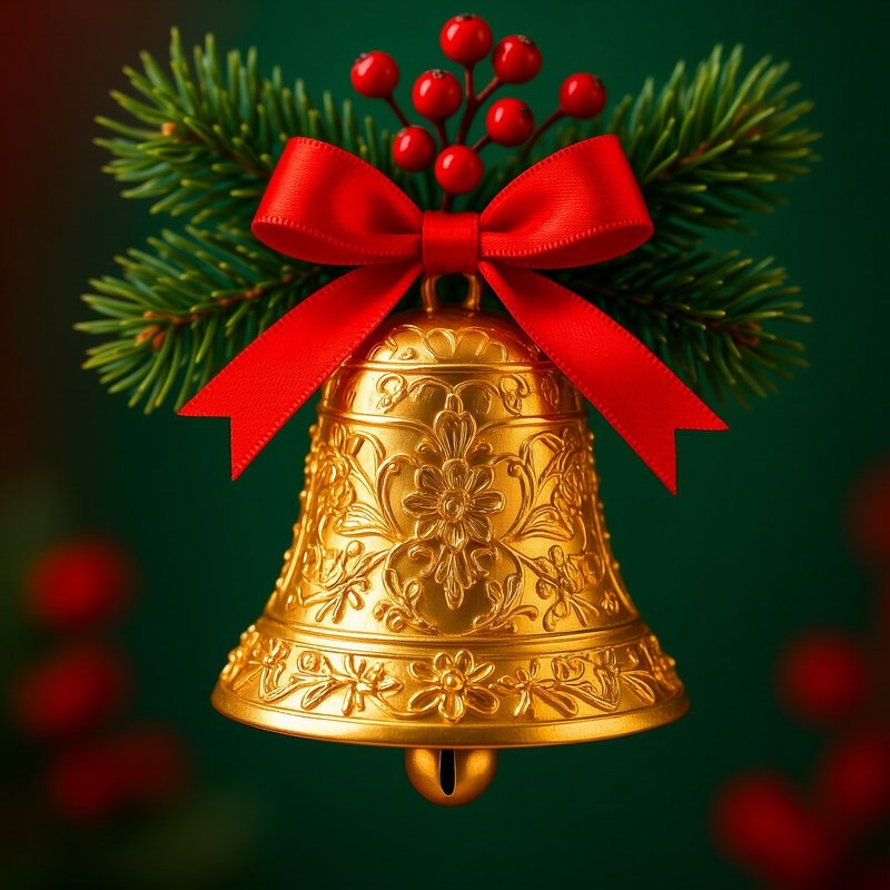 A Decorative Golden Bell Christmas Holiday Decoration