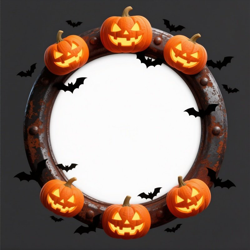 A Decorative Halloween Themed Circular Frame Halloween Pumpkin