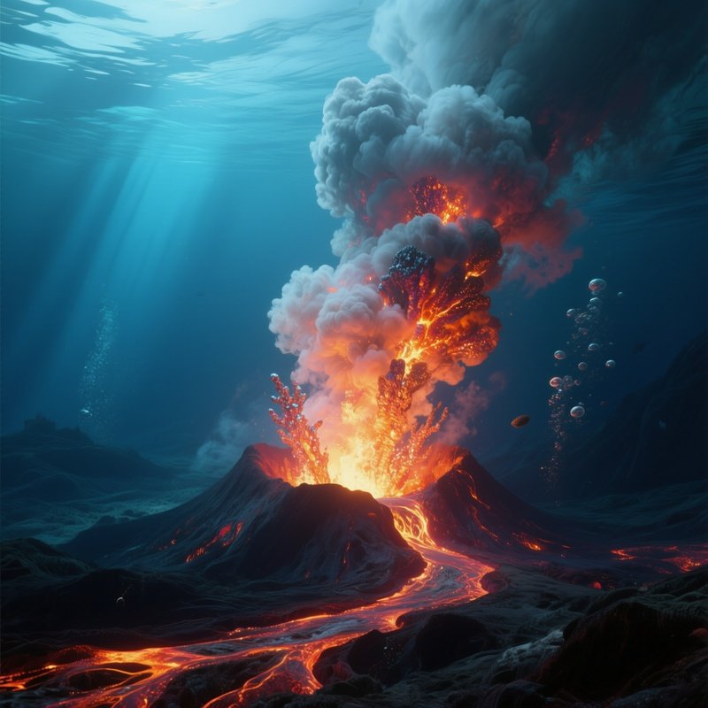 A Deep Ocean Hydrothermal Vent Spewing Glowing Mineral Clouds.