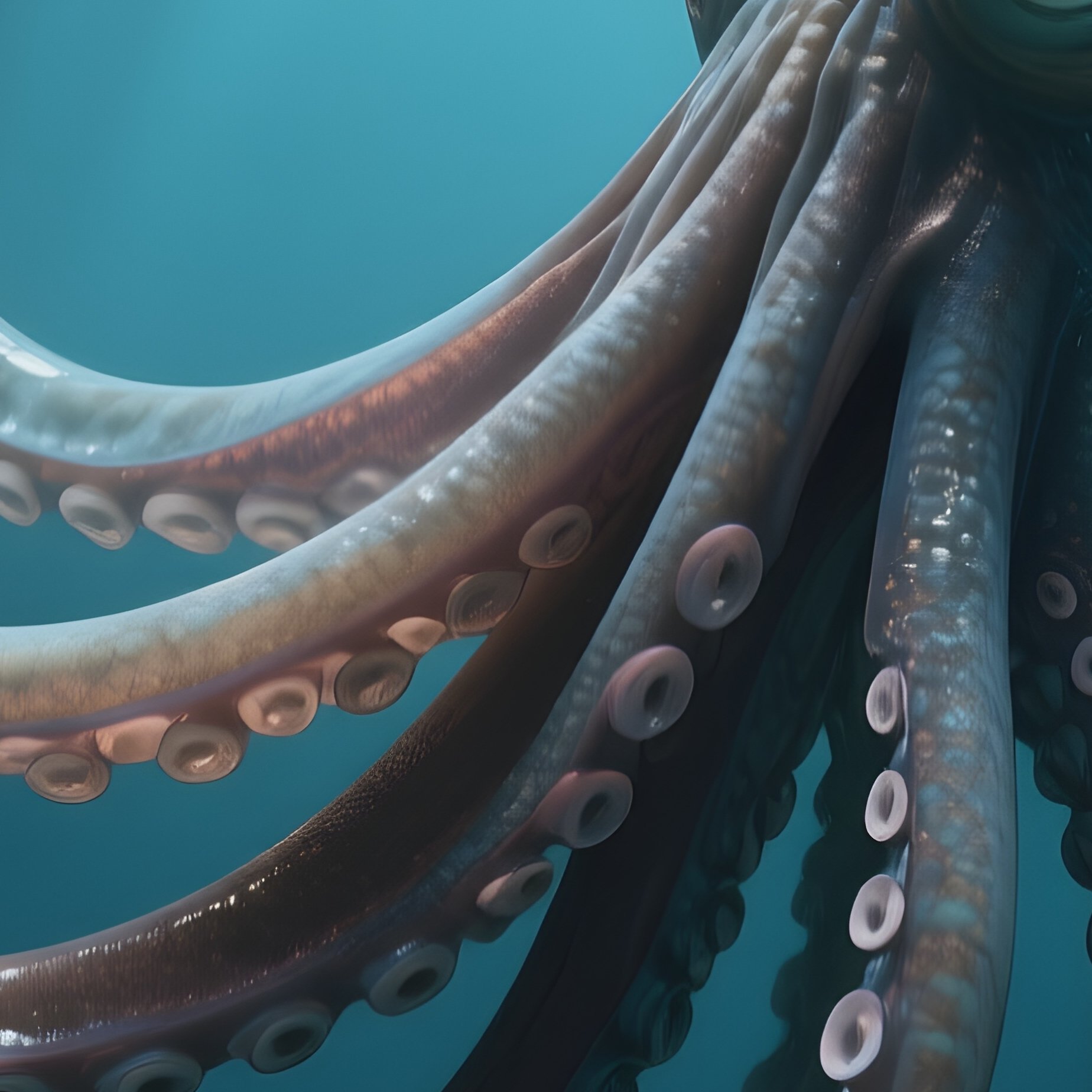 A Deep Sea Bigfin Squid Drifting With Impossibly Long Arms. - Full Resolution Quality Preview