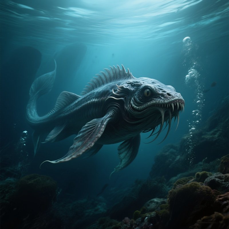 A Deep Sea Chimera Swimming With Eerie Stillness.