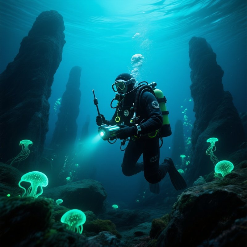 A Deep Sea Diver Exploring The Abyss