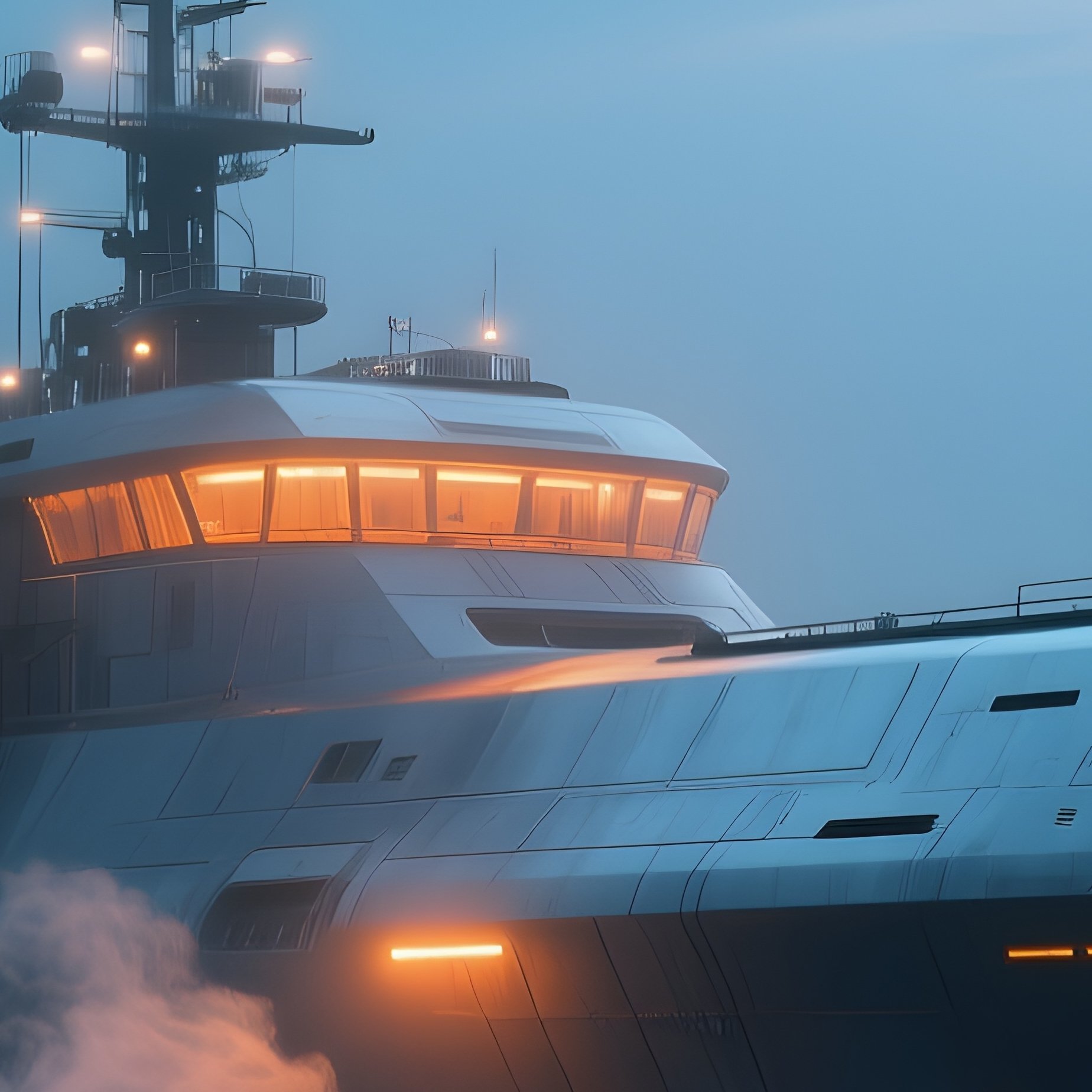 A Deep Sea Exploration Ship Illuminated Under A Hazy Sky - Full Resolution Quality Preview