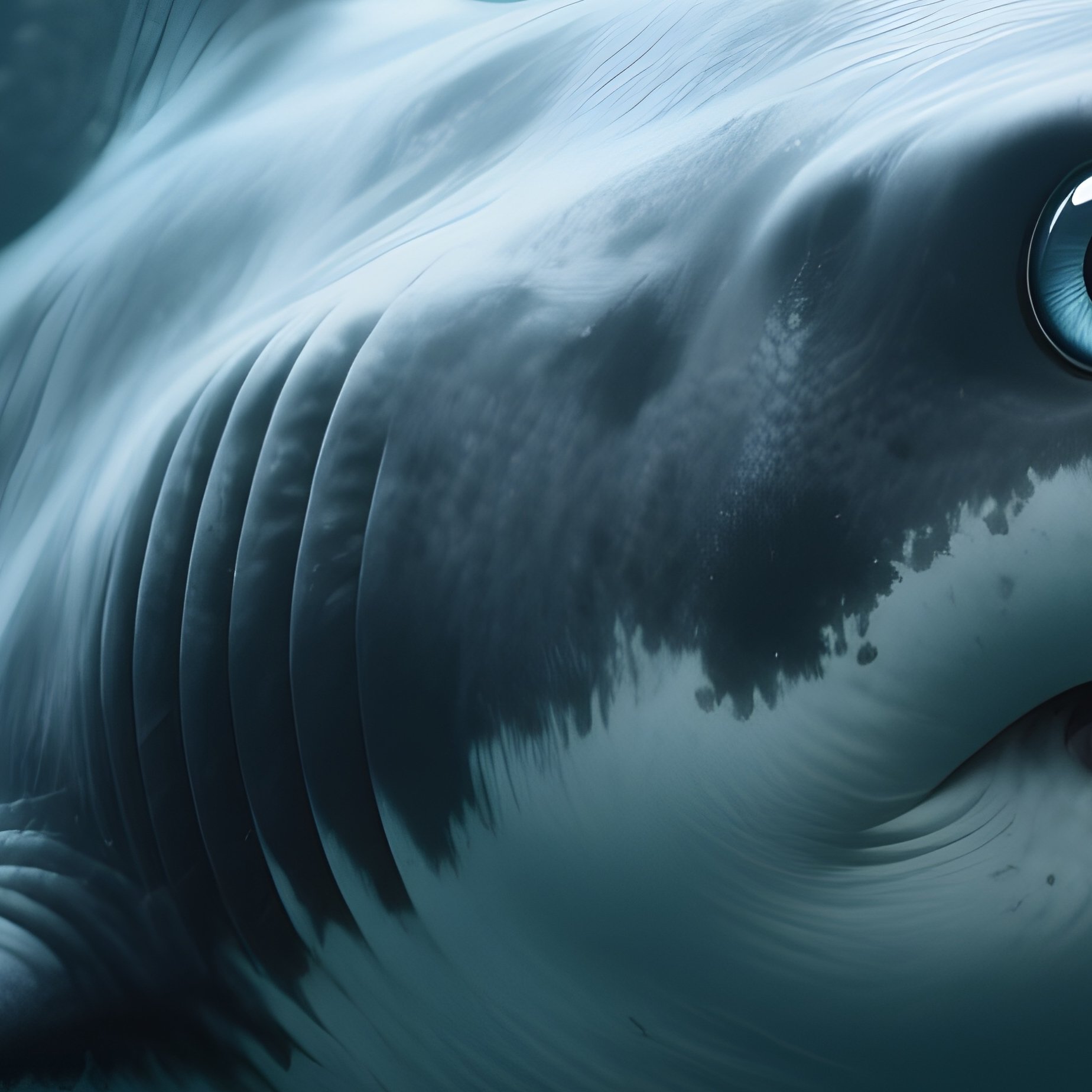 A Deep Sea Ghost Shark Drifting With Blank Reflective Eyes. - Full Resolution Quality Preview