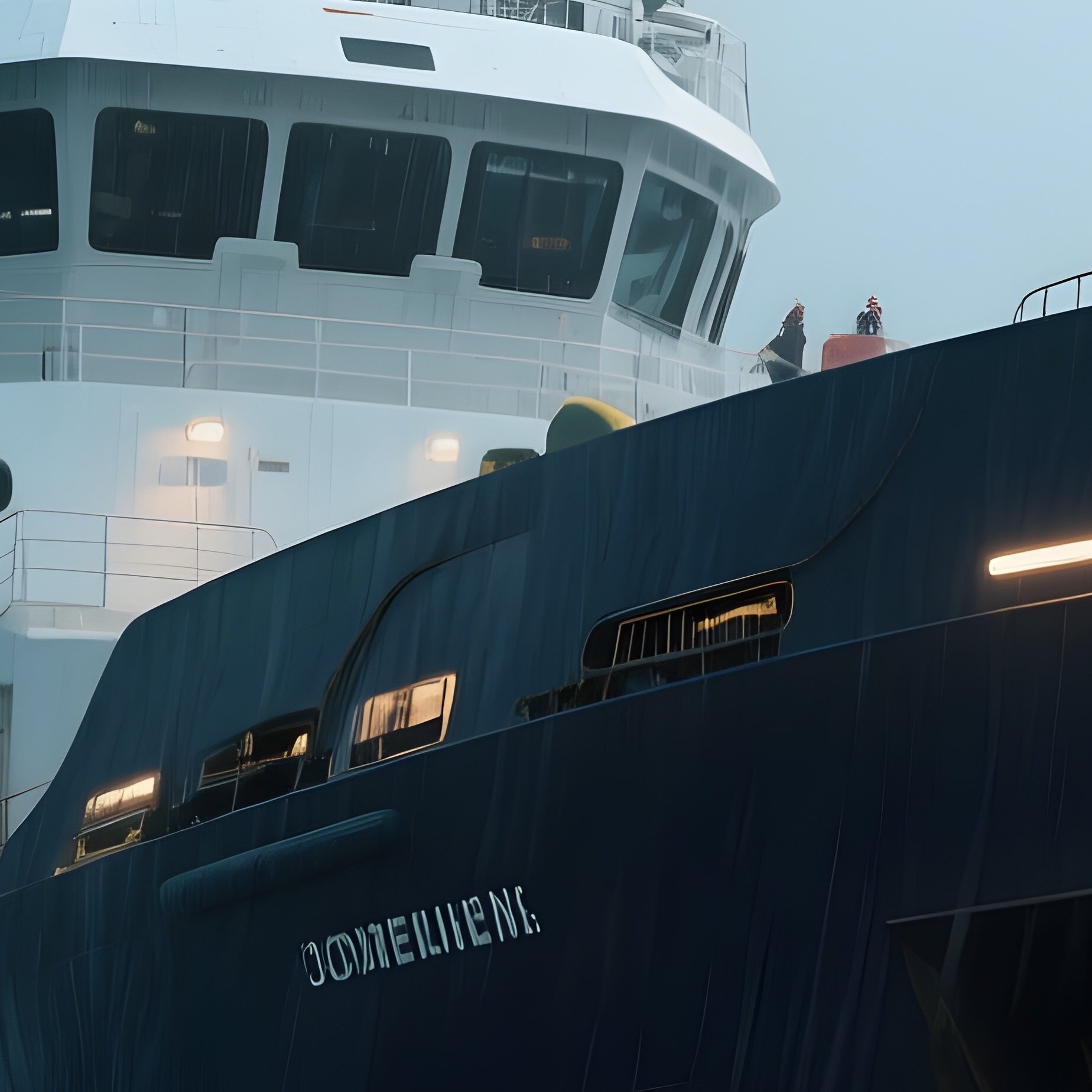 A Deep Sea Vessel Waiting For Calmer Weather To Continue Operations - Full Resolution Quality Preview