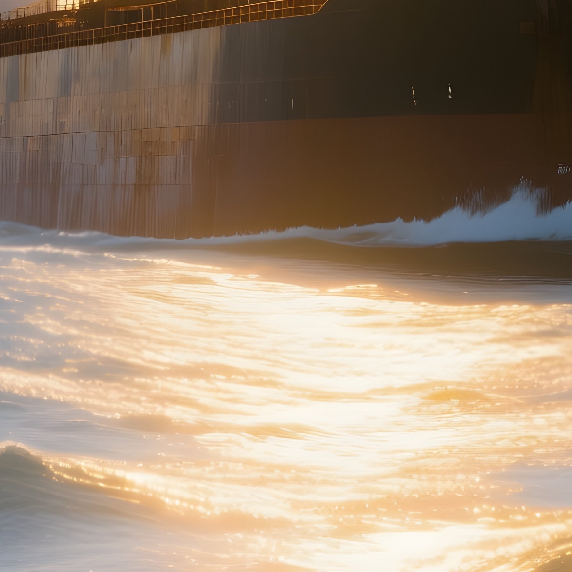 A Deepwater Tanker Reflecting Sunlight On Rolling Swells - Full Resolution Quality Preview