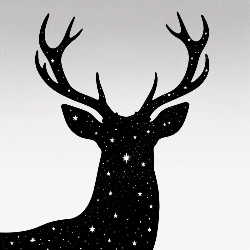 A Deer Head Silhouette Filled With A Starry Night Sky Deer