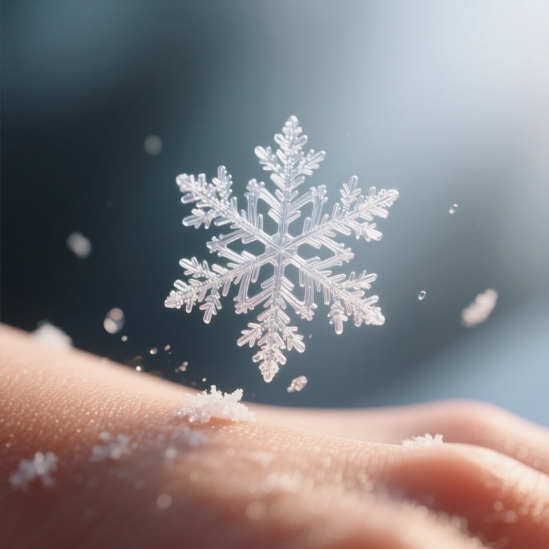 A Delicate Snowflake Mid Air Before Landing On Warm Skin.