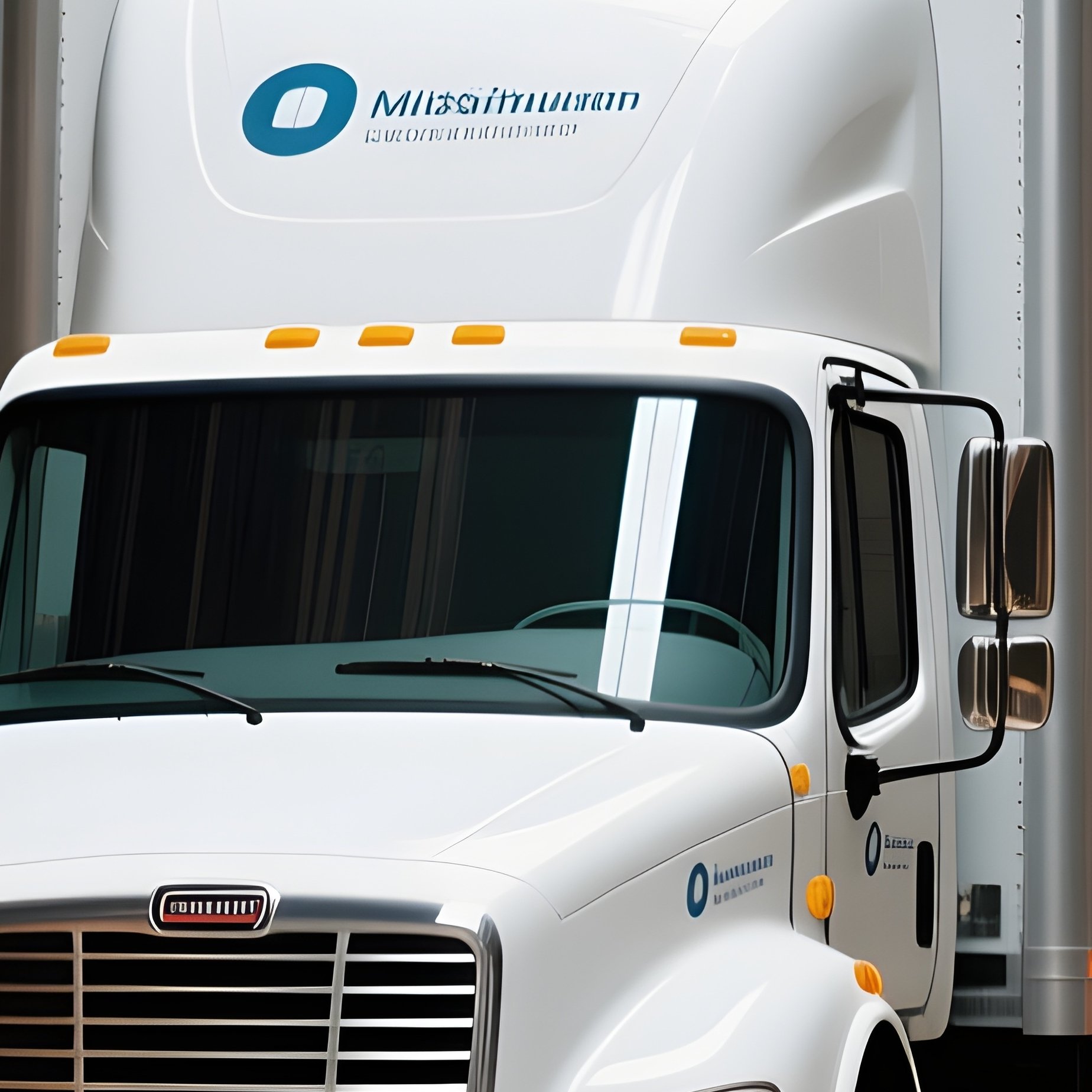 A Delivery Box Truck Maneuvering Through A Tight Warehouse Yard - Full Resolution Quality Preview