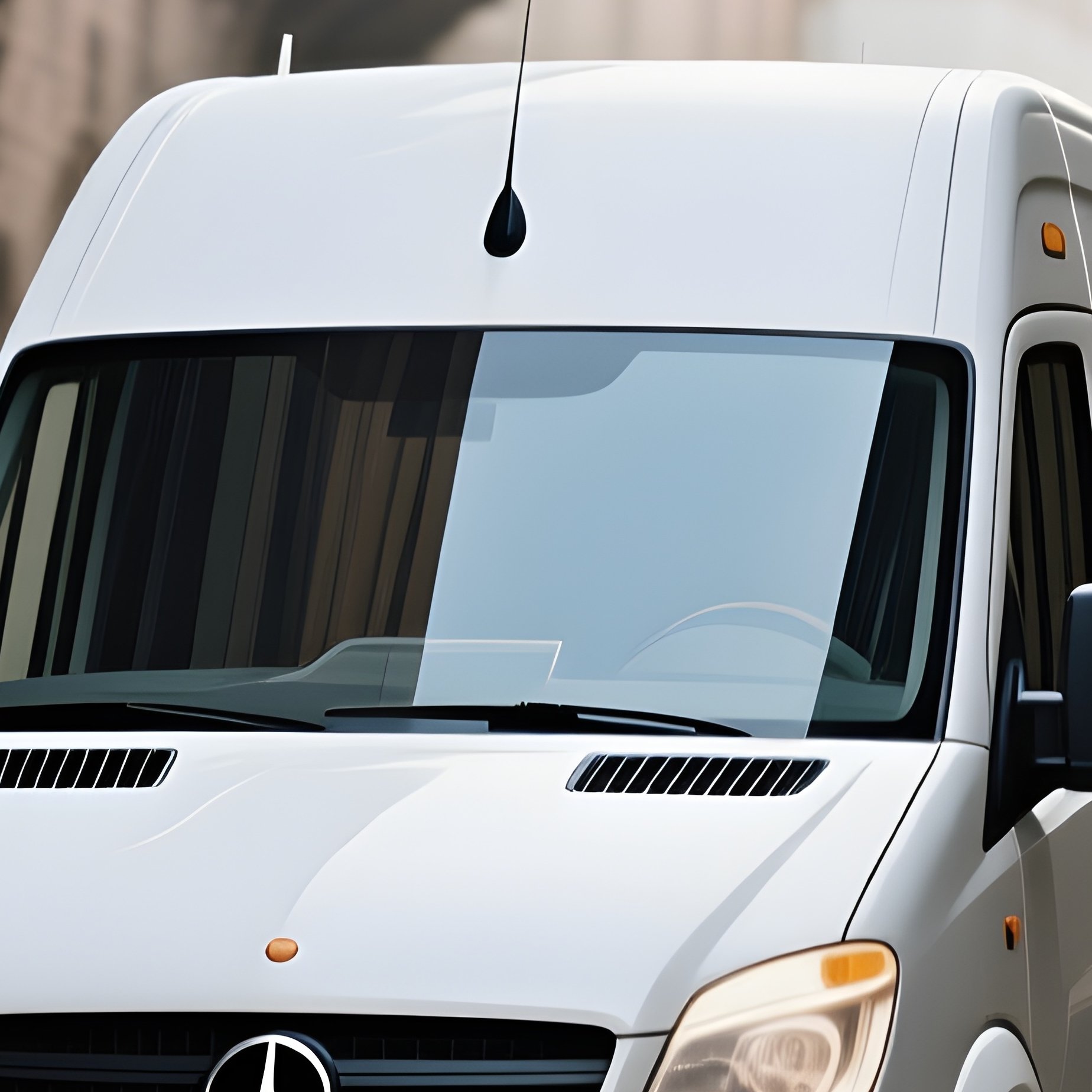 A Delivery Van Driving Through A Narrow European City Street - Full Resolution Quality Preview