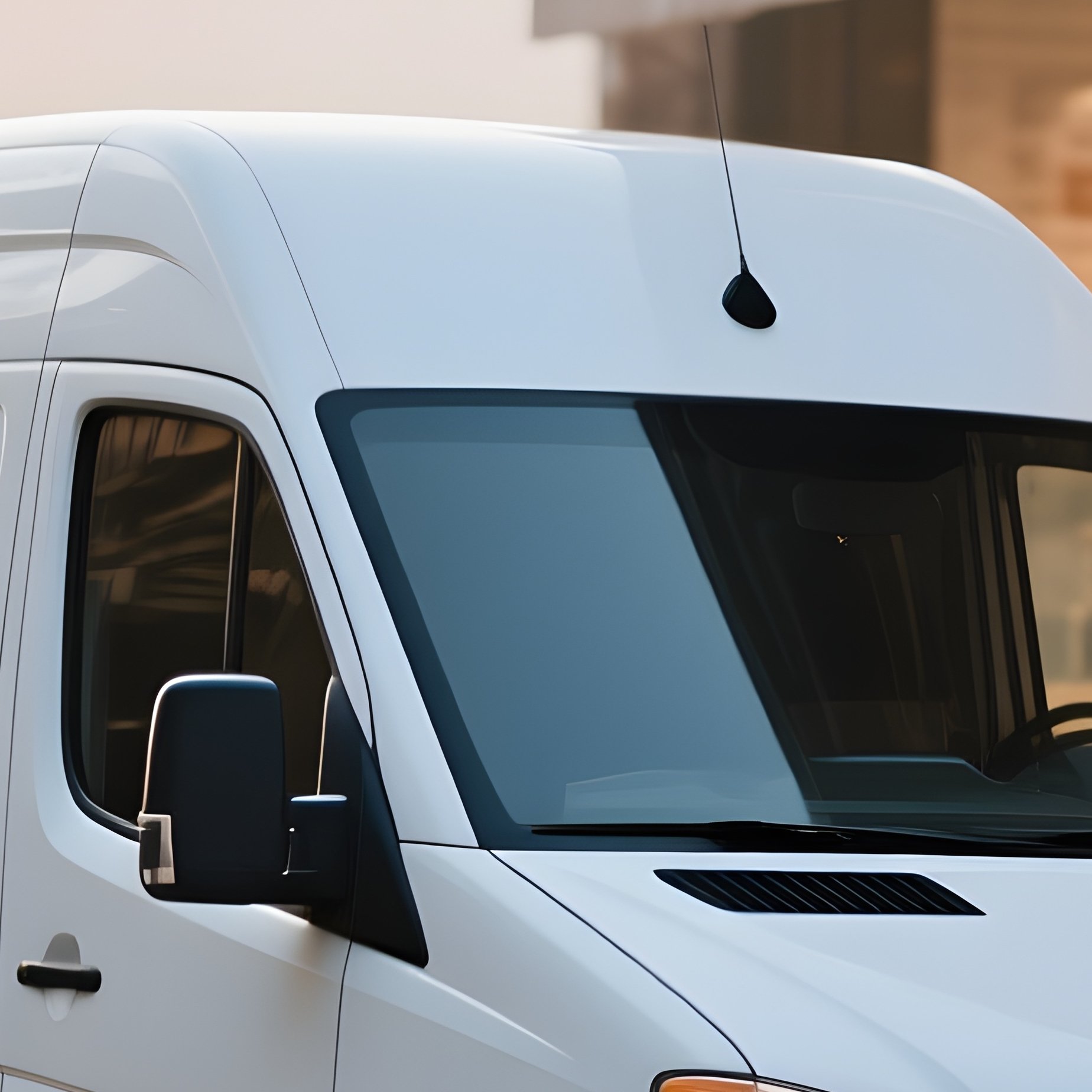 A Delivery Van Parked Beside A Bakery In Early Morning Light - Full Resolution Quality Preview