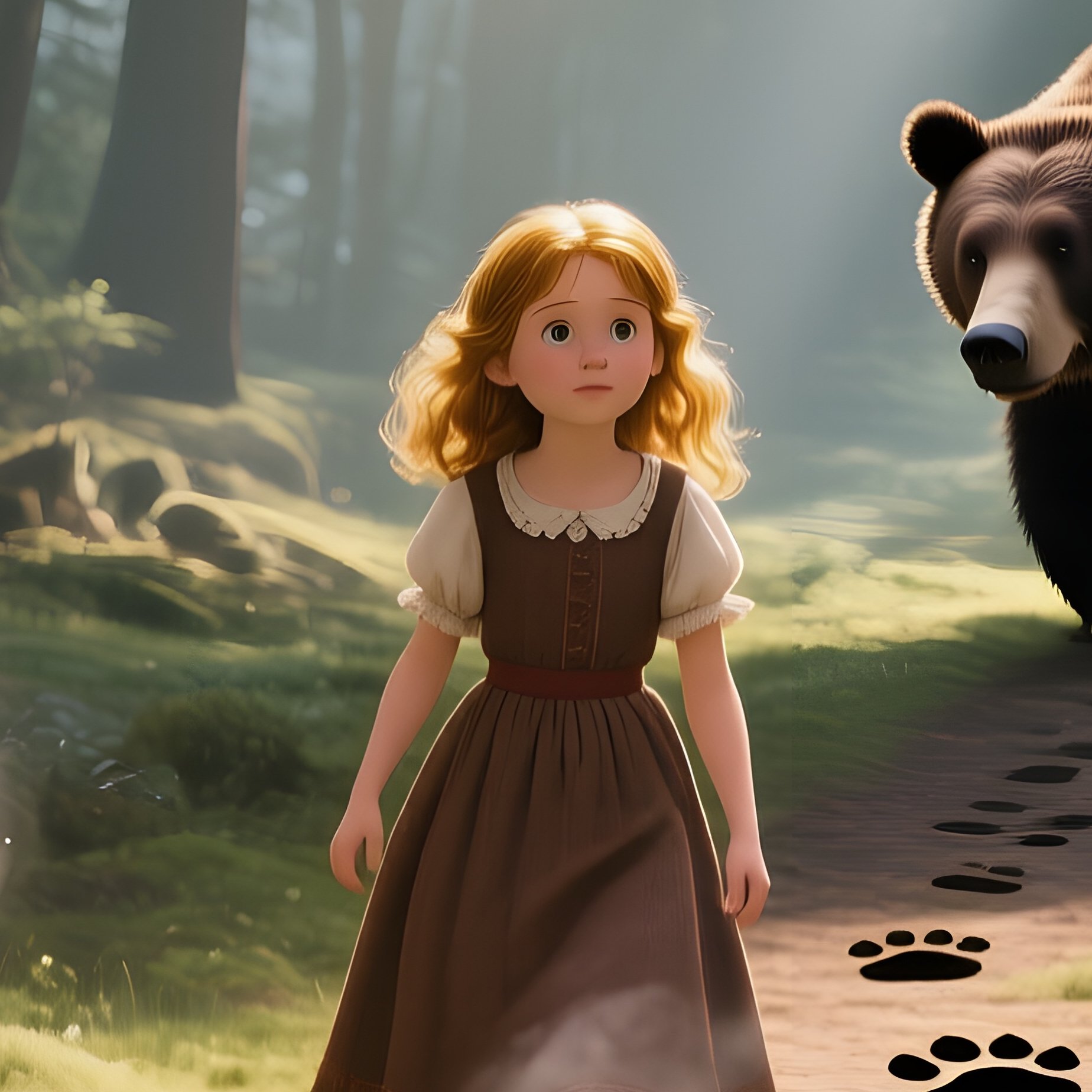 A Dense Forest Glade Bathed In Late Afternoon Sun Where Goldilocks Discovers Three Bowls Of - Full Resolution Quality Preview