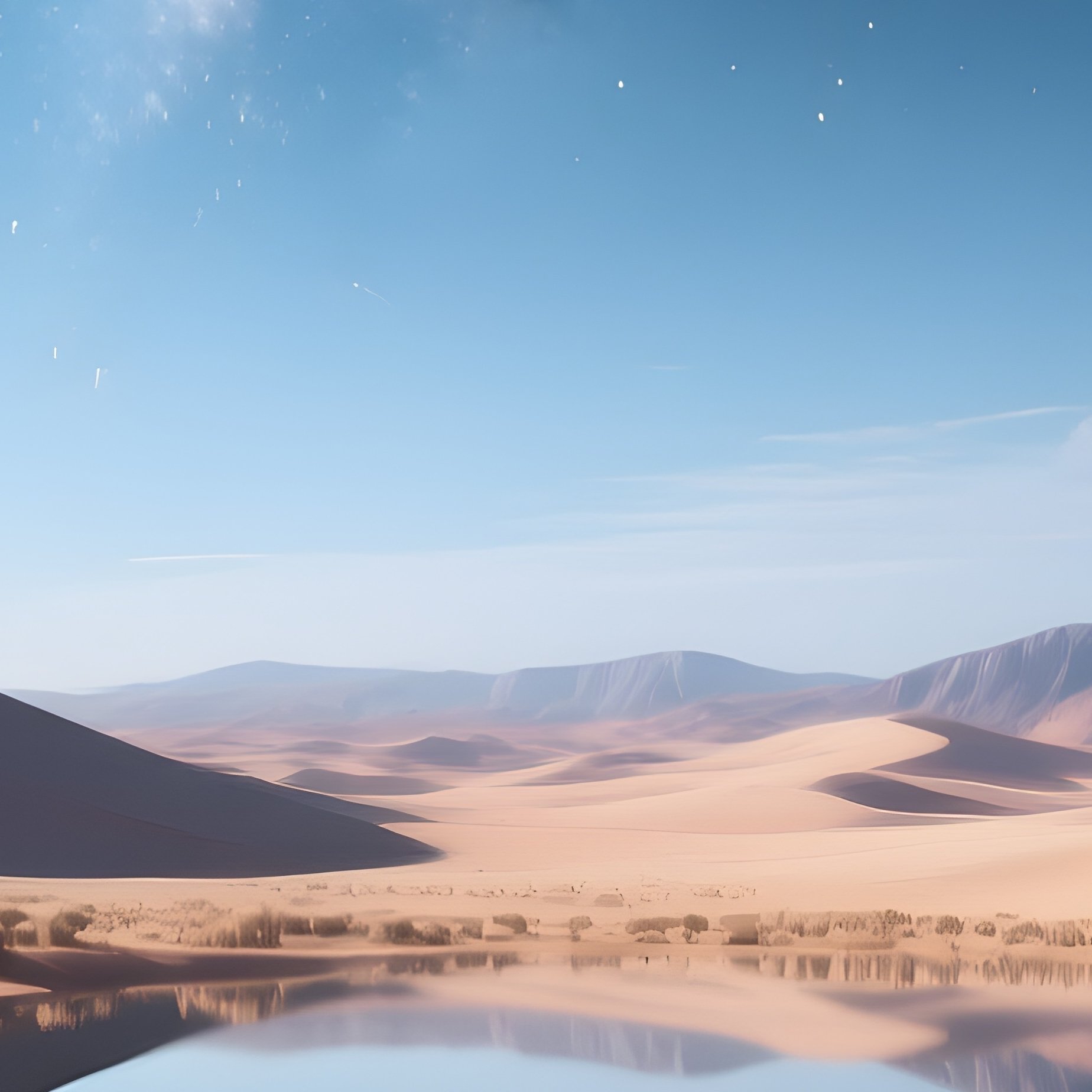 A Desert Oasis Reflecting A Sky Full Of Stars. - Full Resolution Quality Preview