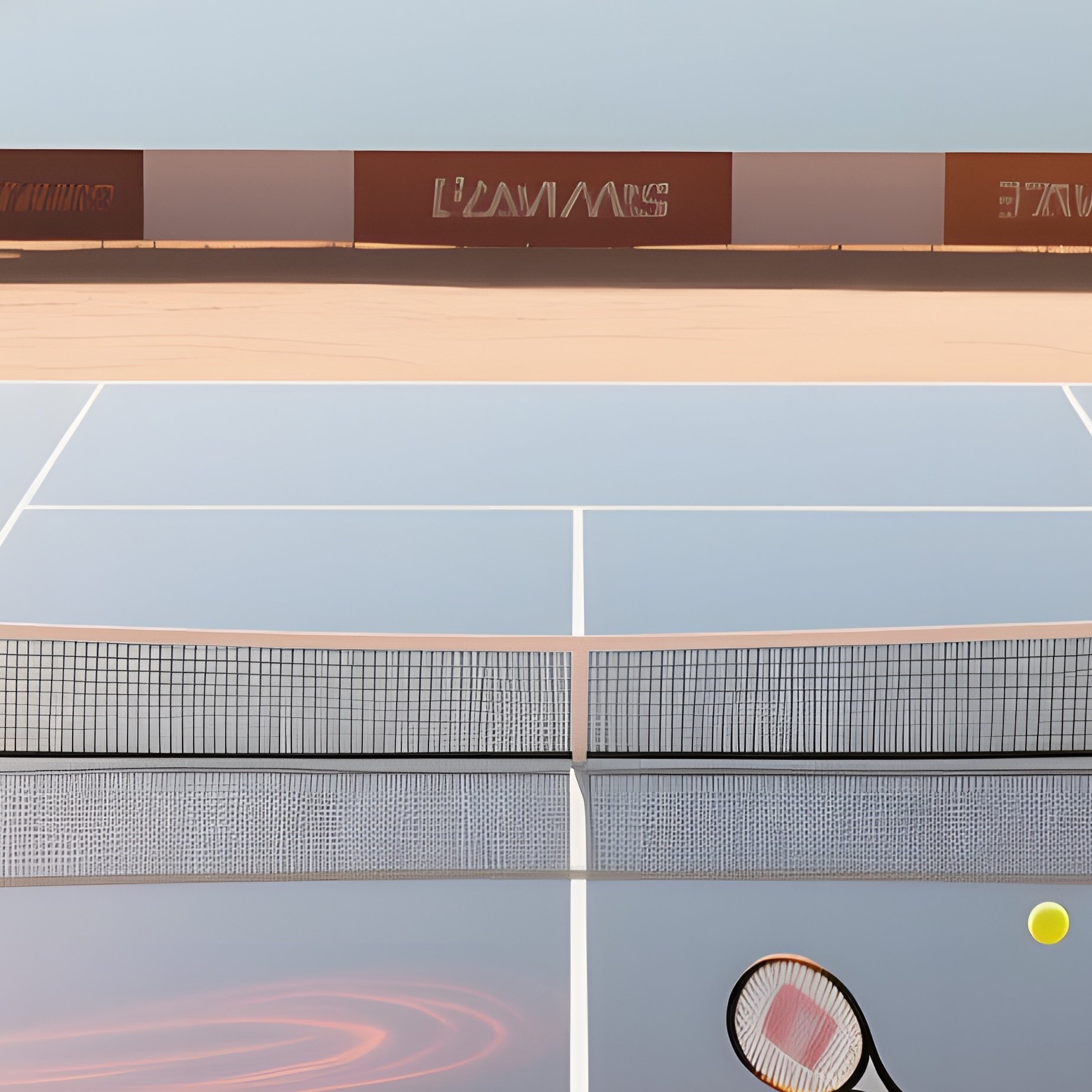 A Desert Oasis Tournament On A Sun‑Baked Acrylic Court Surrounded By Towering Dunes, Scorching - Full Resolution Quality Preview