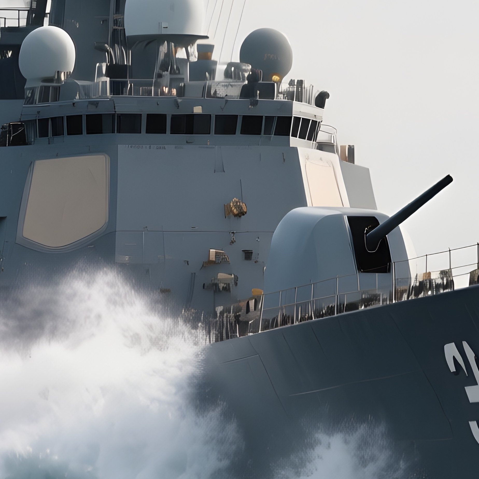 A Destroyer Breaking Through Moderate Storm Waves - Full Resolution Quality Preview