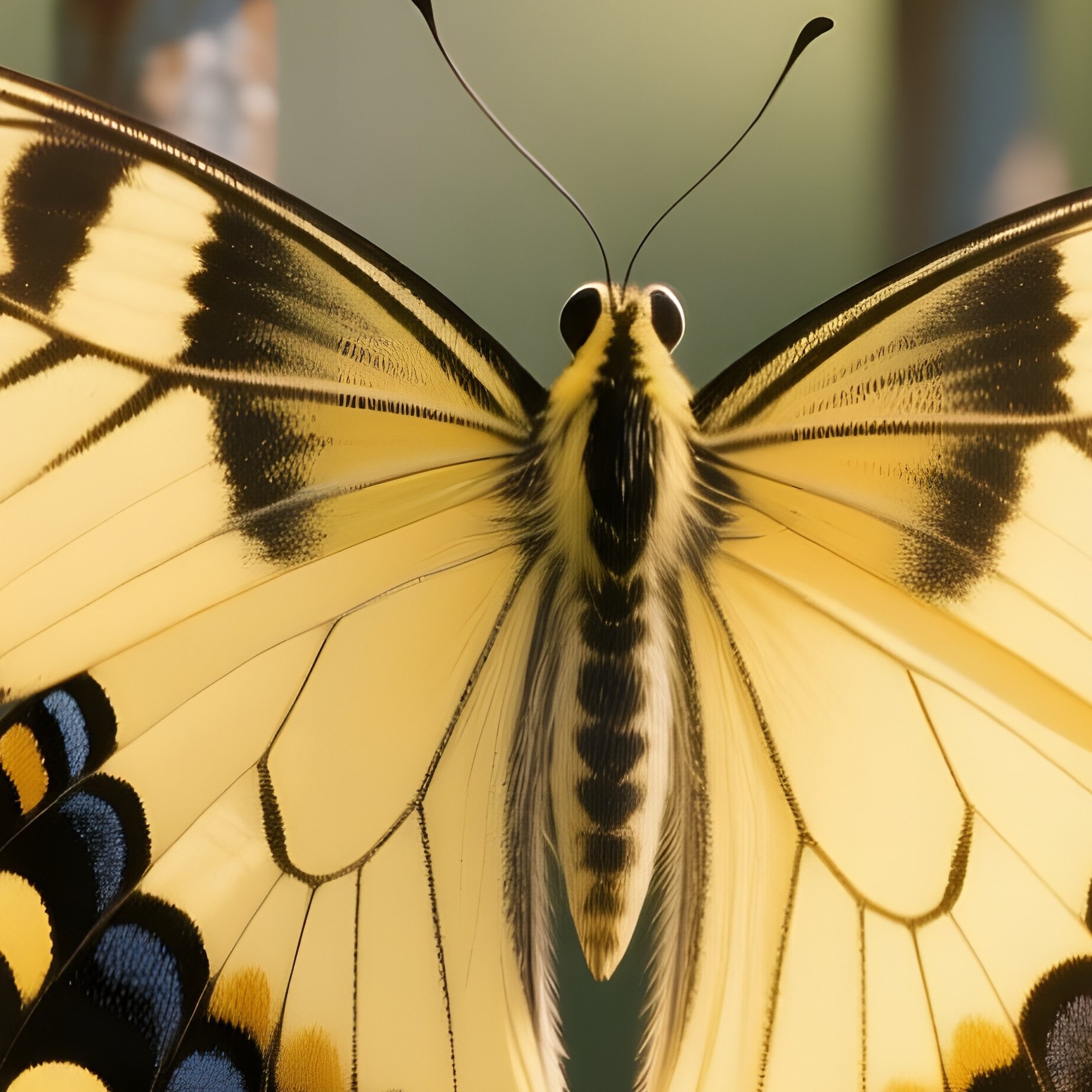 A Detailed Macro Shot Of A Soft Pastel Yellow Swallowtail On A Sun‑Warmed Garden Gate, Gentle - Full Resolution Quality Preview