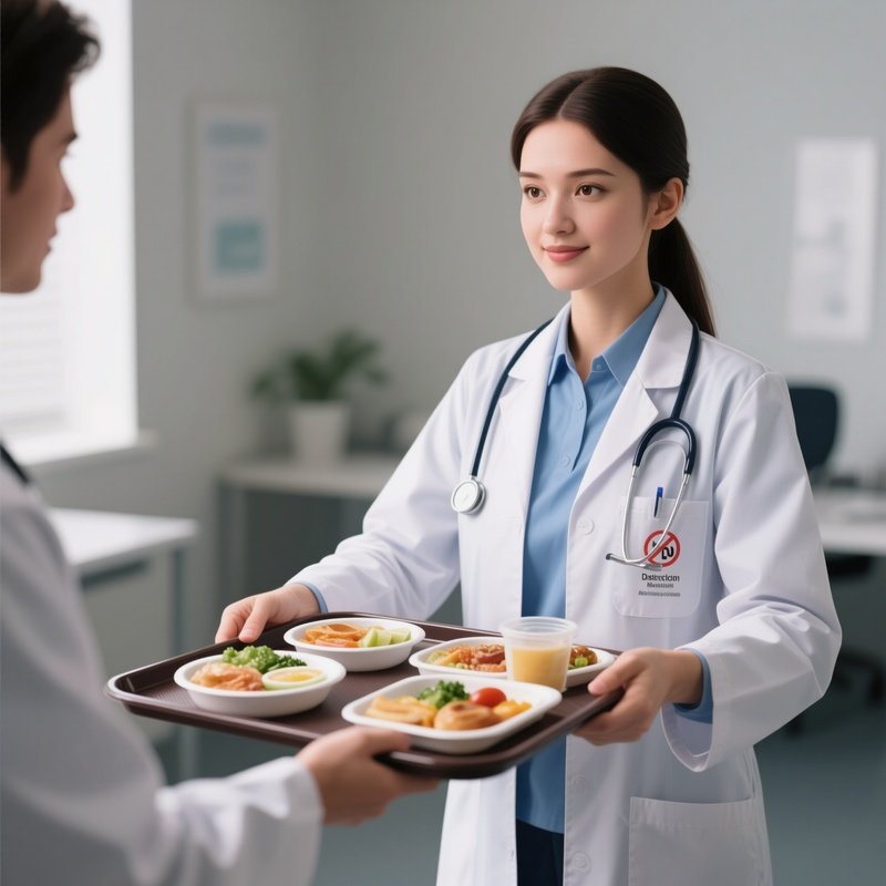 A Dietitian Delivering A Meal Tray With Dietary Restrictions