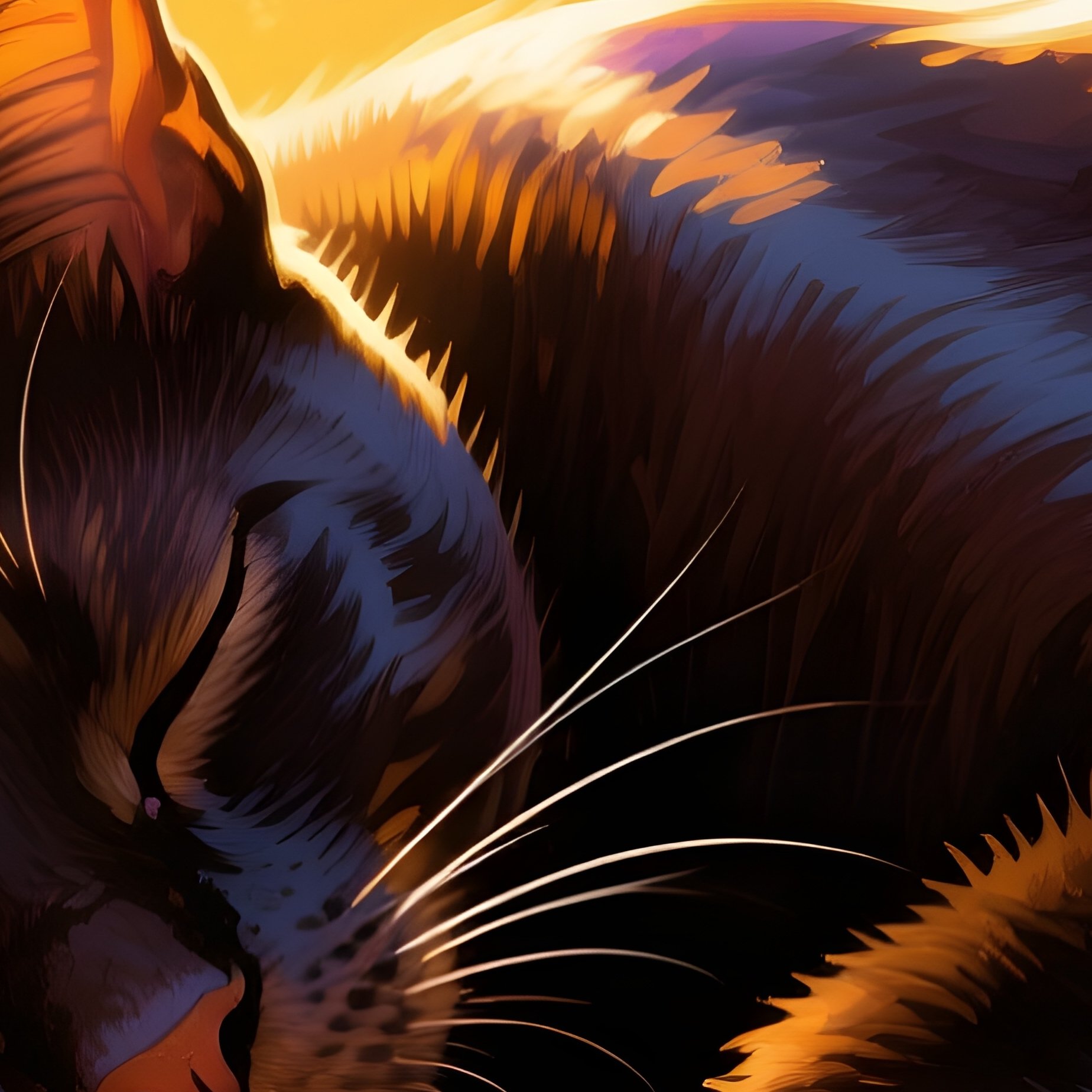 A Digital Art Egyptian Mau Sleeping In A Sunbeam - Full Resolution Quality Preview