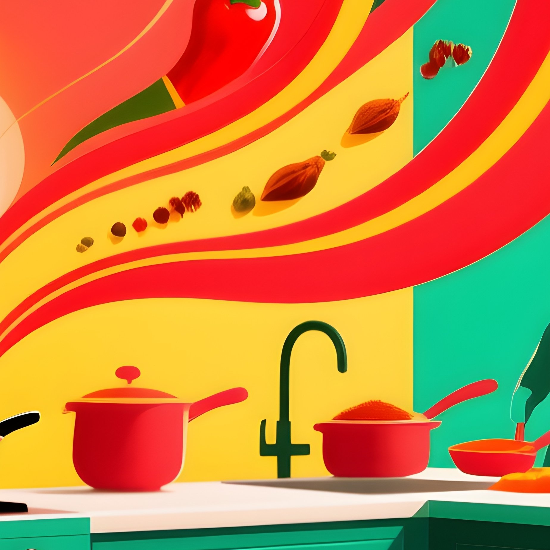 A Digital Art Indian Kitchen - Full Resolution Quality Preview