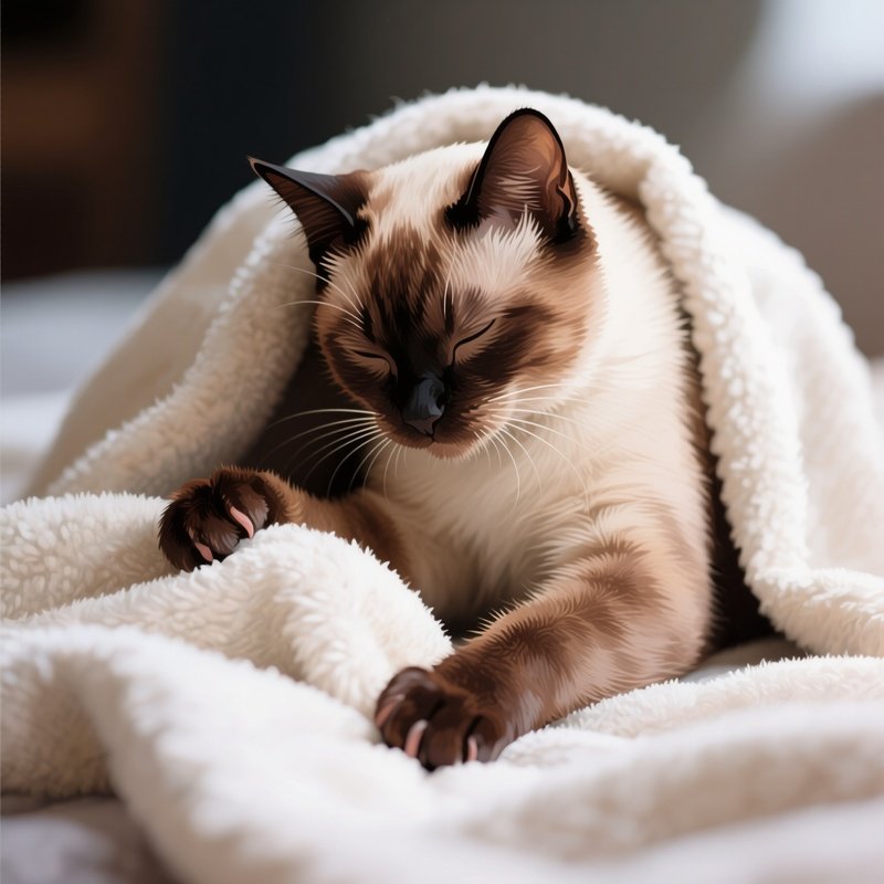 A Digital Art Of A Cat Exotic Shorthair Kneading Blanket