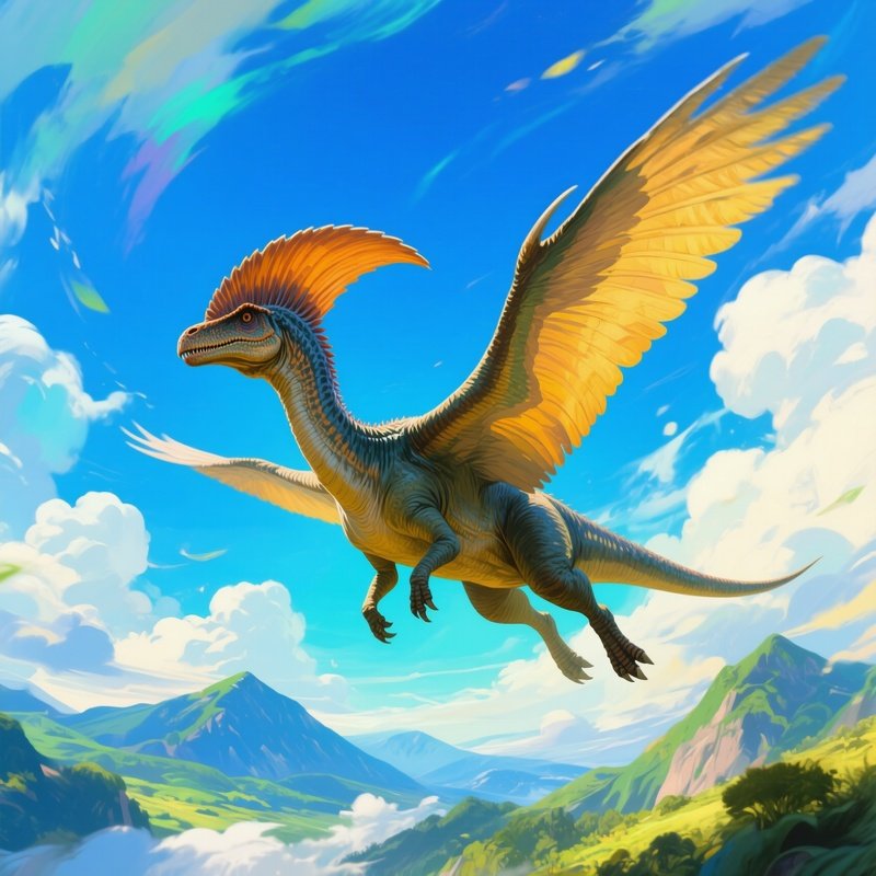 A Digital Art Of A Corythosaurus In Flight